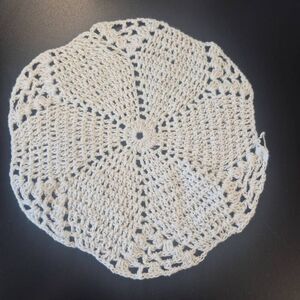 Doily, Vintage White Cotton 7.25", handmade in 1930